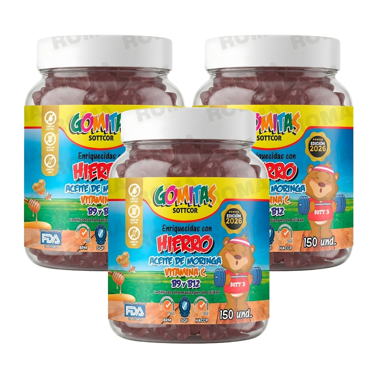 PACK 3 GOMITAS HIERRO NIÑOS 450 UND SOTTCOR LABS