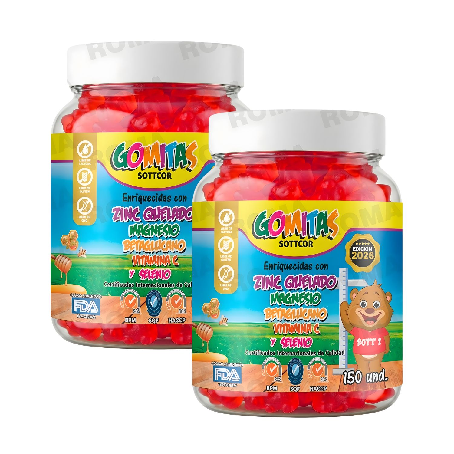 PACK 2 GOMITAS ZINC QUELADO NIÑOS 300 UND SOTTCOR LABS