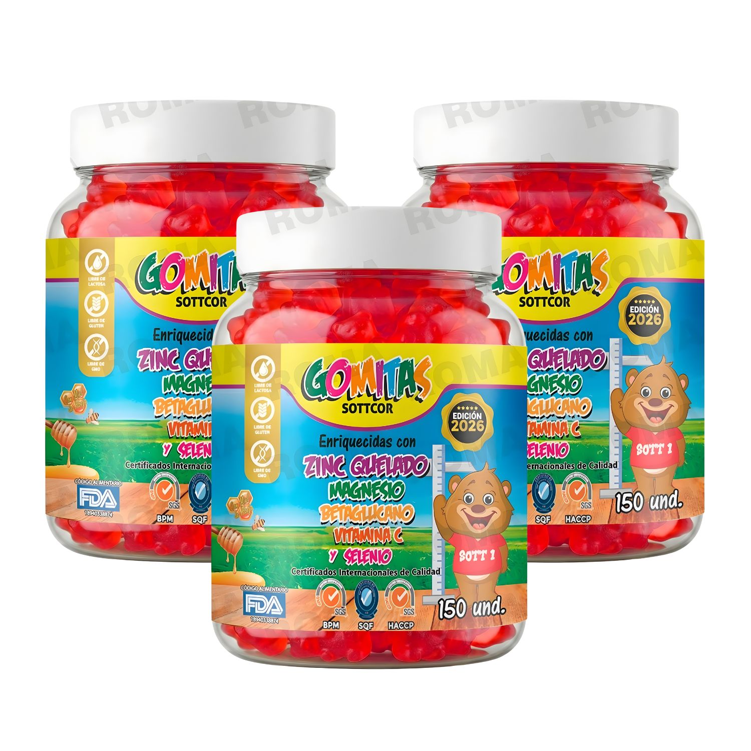 PACK 3 GOMITAS ZINC NIÑOS 450 UND SOTTCOR LABS