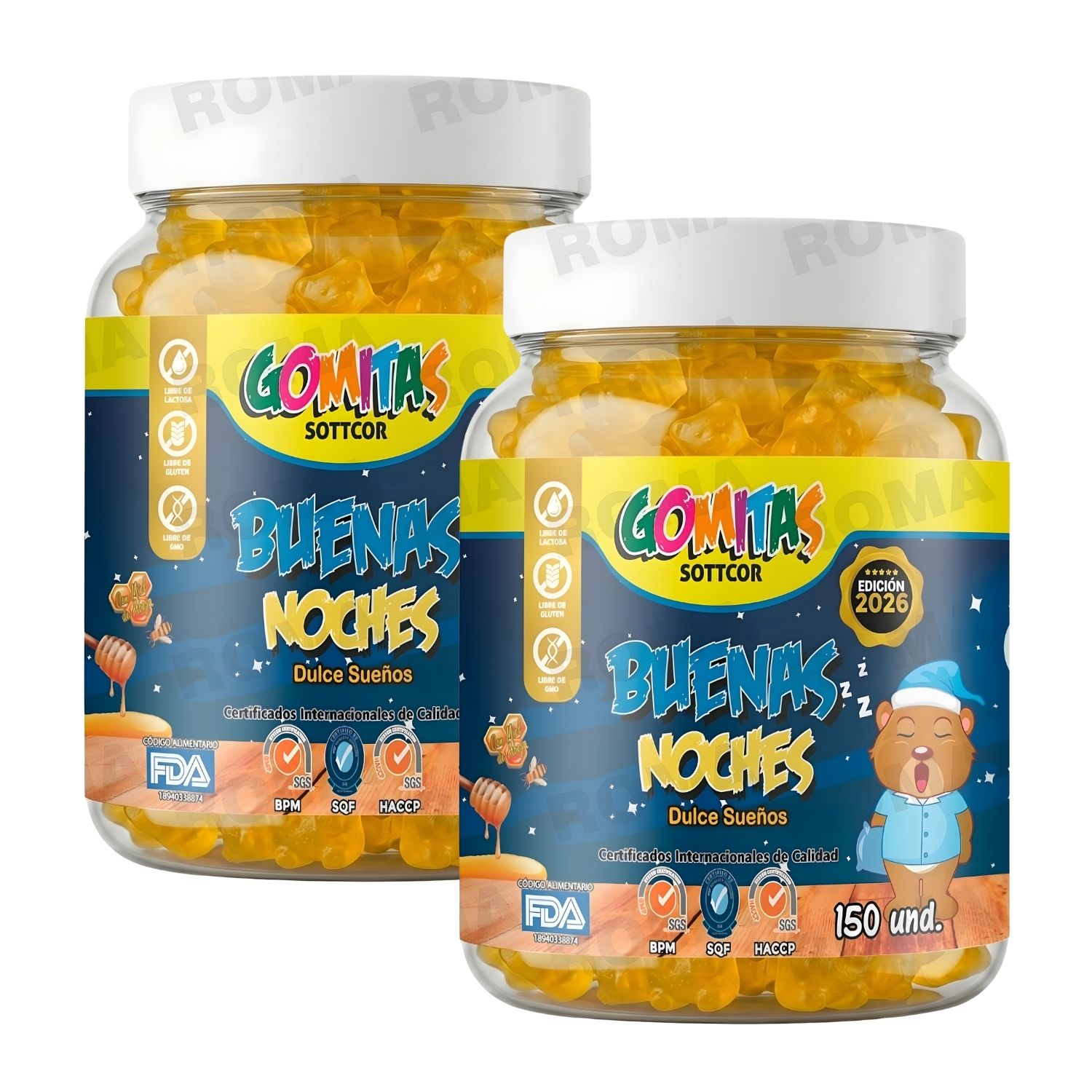 PACK 2 GOMITAS BUENAS NOCHES PARA NIÑOS SOTTCOR LABS 150UNIDADES
