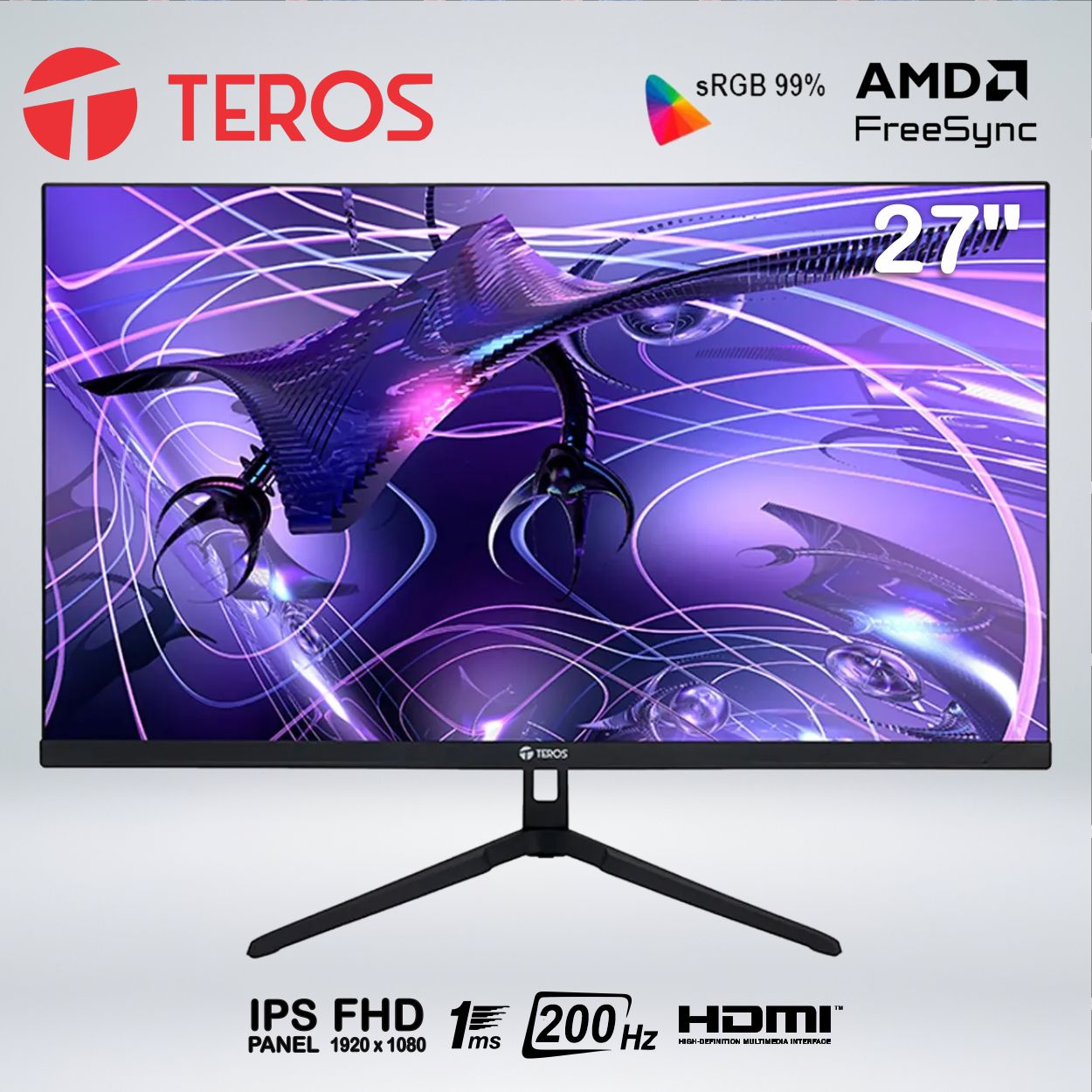 MONITOR GAMER TEROS TE-2786G FULL HD 27 IPS 200HZ 1MS HDMI FreeSync