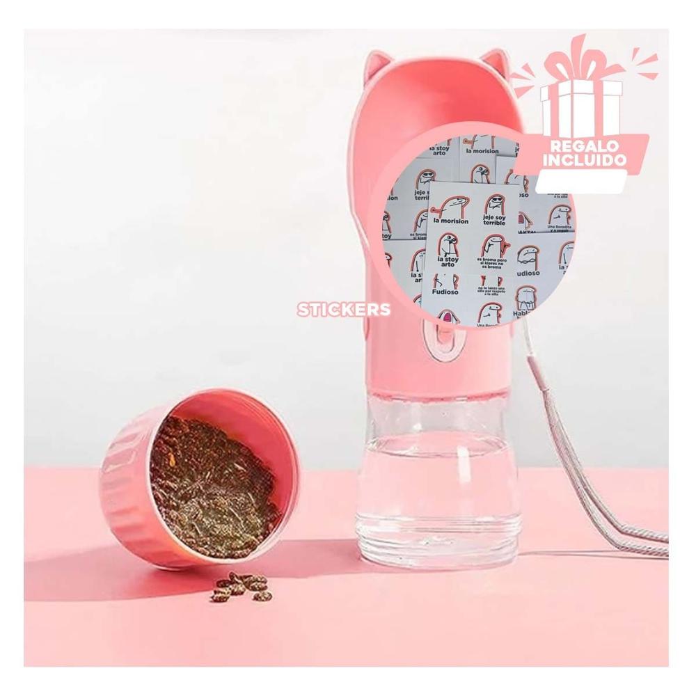 Frasco Funcional Gato Rosado para Uso Escolar Y+Regalo Sticker