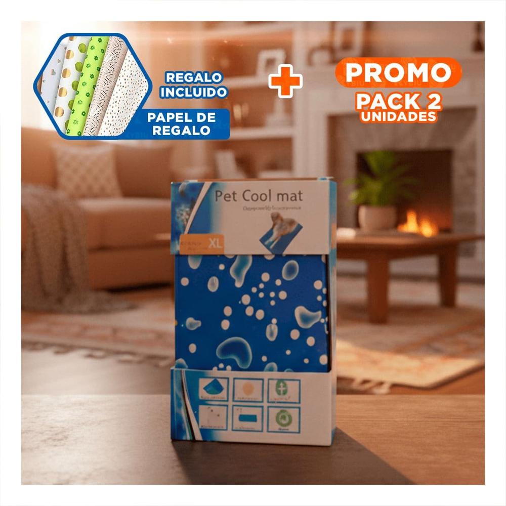 Pack2 Cama Espaciosa para Perro Grande Patron Burbujas 81x96cm XL Azul Y+Papel Regalo