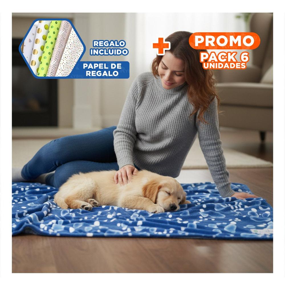 Pack6 Estera Amplia para Gato en Casa 50x90cm L Azul Estilo Burbujas Y+Papel Regalo