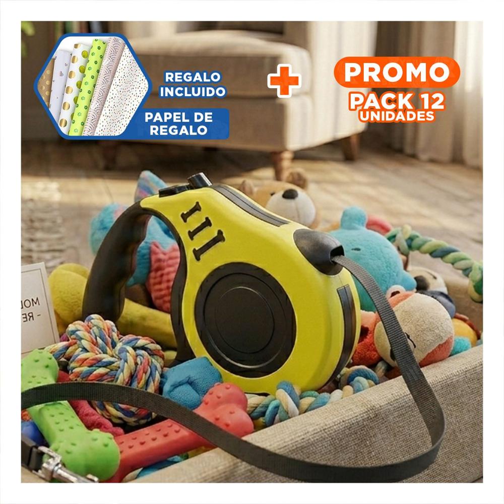 Pack12 Lazo Practico Amarillo 5m para Mascotas con Longitud de 5m Y+Papel Regalo