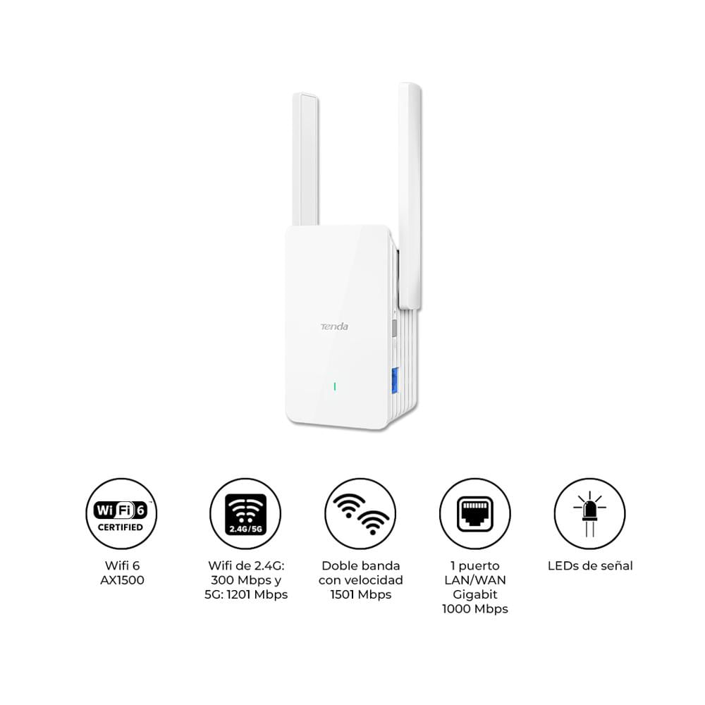 Extensor WiFi 6 Tenda A23 AX1500 Doble Banda Gigabit