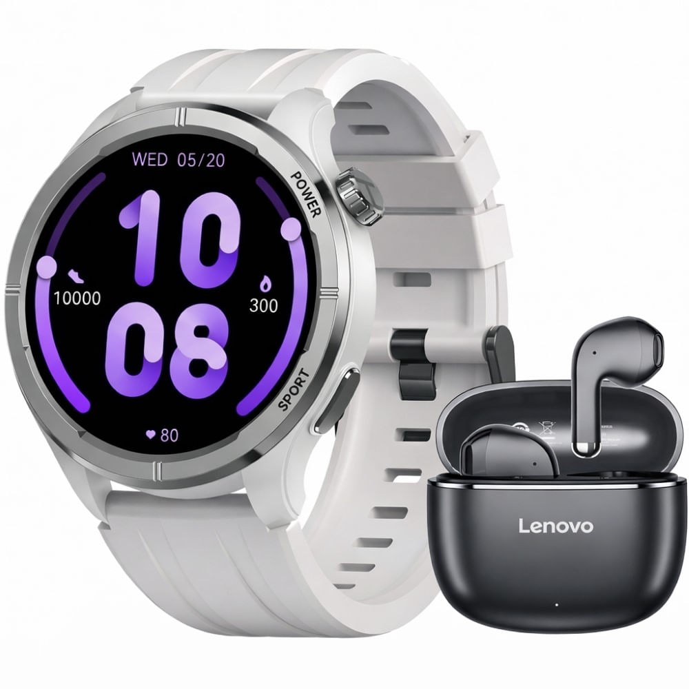 HAYLOU SMARTWATCH SOLAR NEO LS21- PLATA Y LENOVO AUDIFONO BT TA120 NEGRO