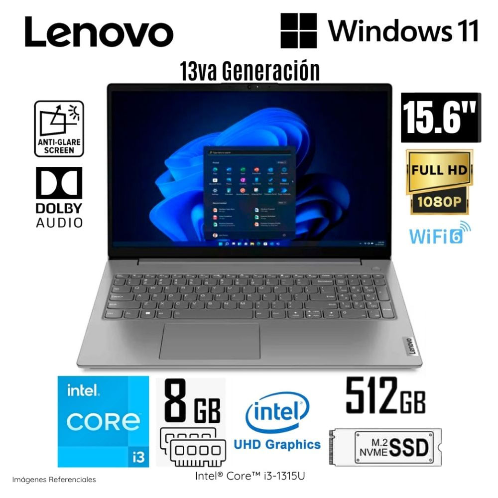 Laptop Lenovo V15 G4 IRU Intel Core i3-1315U 8GB RAM 512GB SSD 15.6  FHD - 83A100EMLM