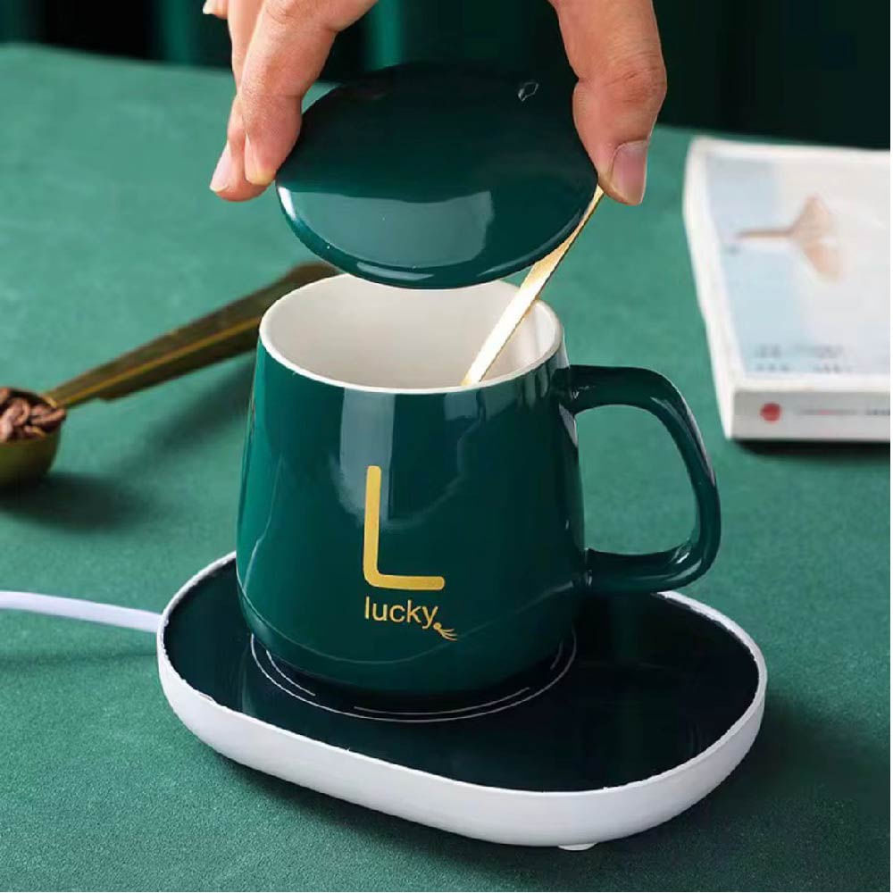 Taza Calentadora con Base Eléctrica y Cuchara