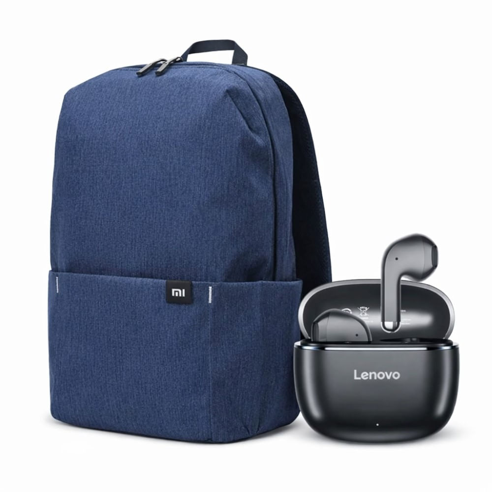 LENOVO AUDIFONO BT TA120 NEGRO Y XIAOMI MI CASUAL DAYPACK AZUL OSCURO