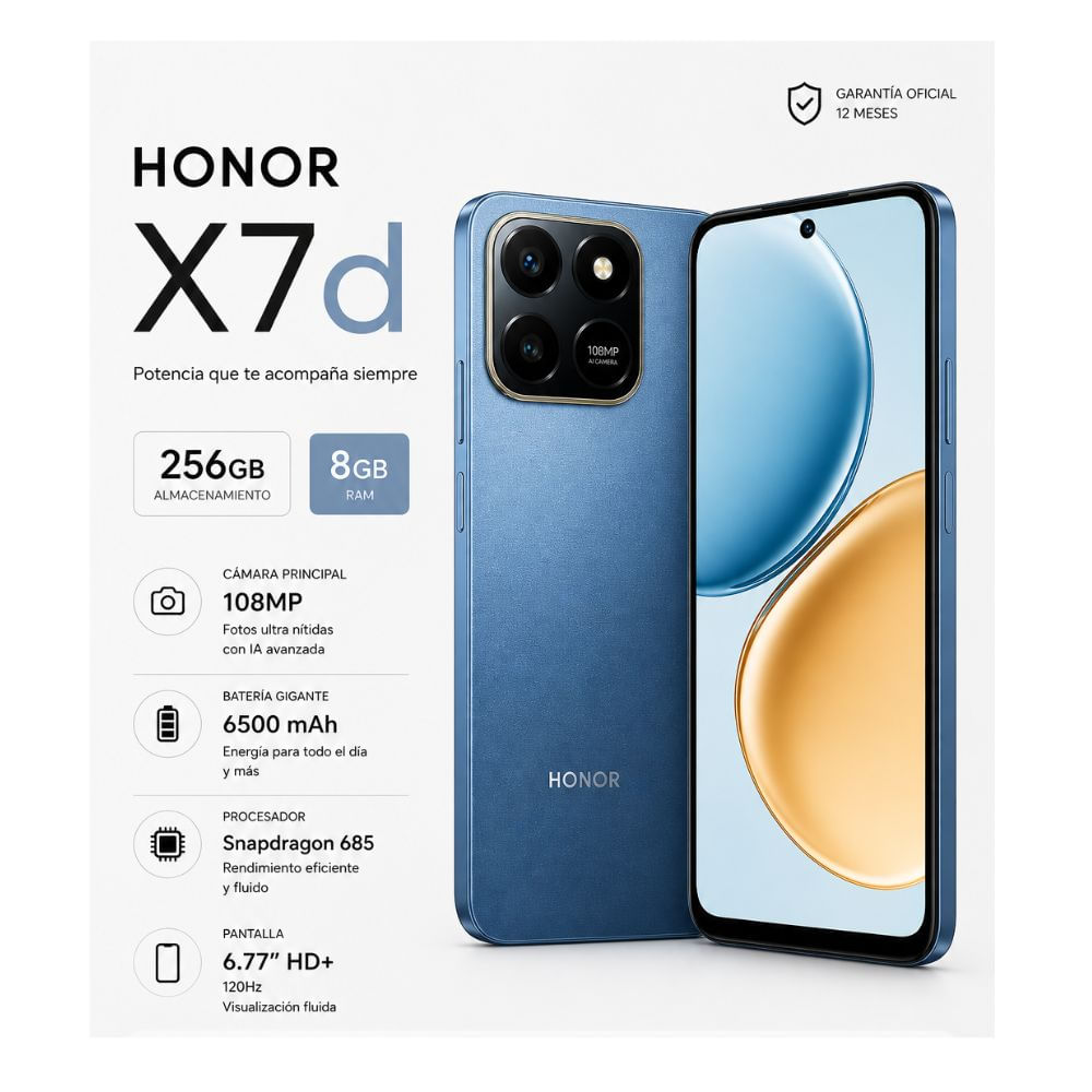 CELULAR HONOR X7d 256GB 8GB RAM Azul
