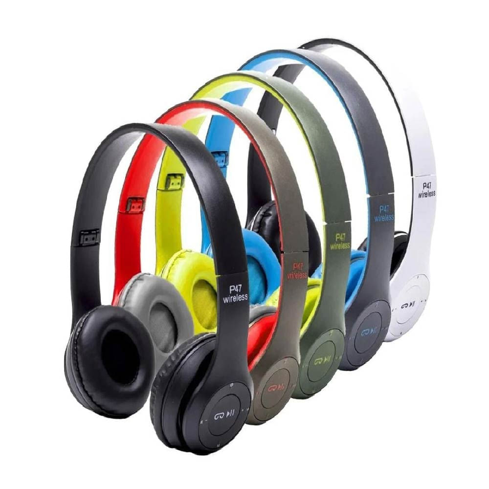 Audífono Vincha Bluetooth P47 Blanco con NegroInalámbrico con Radio FM y Micro SD