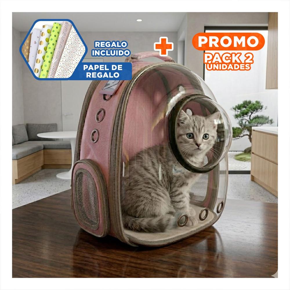 Pack2 Estuche Transparente Espacial con Mini Capsula moderno Gato Y+Papel Regalo