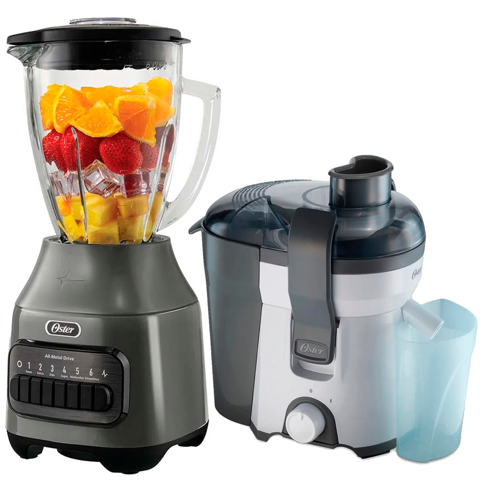 Combo Licuadora Oster BLSTPEG-GPB 1.5 Litros más Extractor de Jugos FPSTJE316W