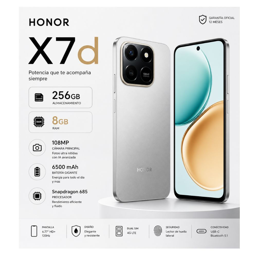 CELULAR HONOR X7D 8GB 256GB NEGRO