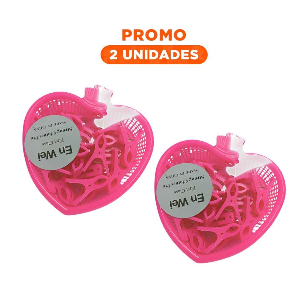 Pack2 Organizador Funcional Rosado Diseño de Corazon con 24 Ganchos