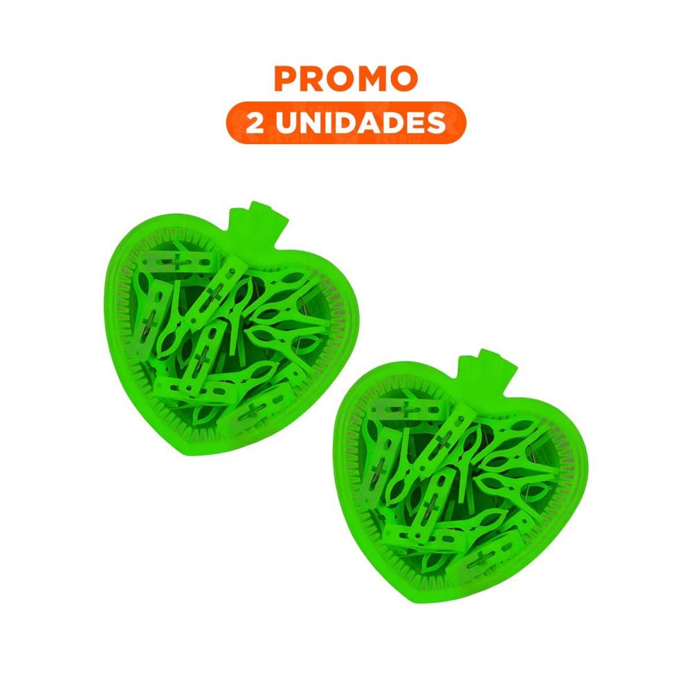 Pack2 Organizador Funcional Verde Diseño de Corazon con 24 Ganchos