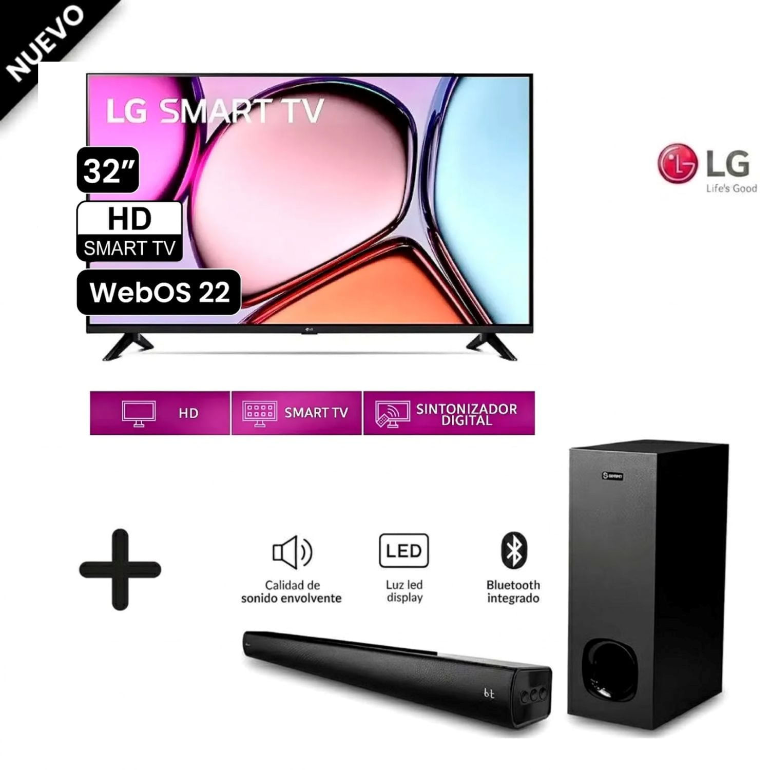 COMBO Televisor LG Smart TV 32 HD 32LR600BPSC - Soundbar SBM-S30Y