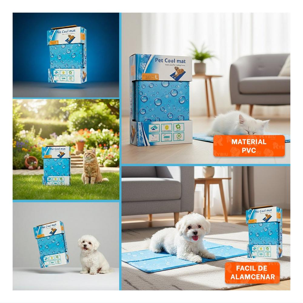 Superficie Comoda para Mascotas Grandes Patron Burbuja 50x90cm L Celeste Y+Post It