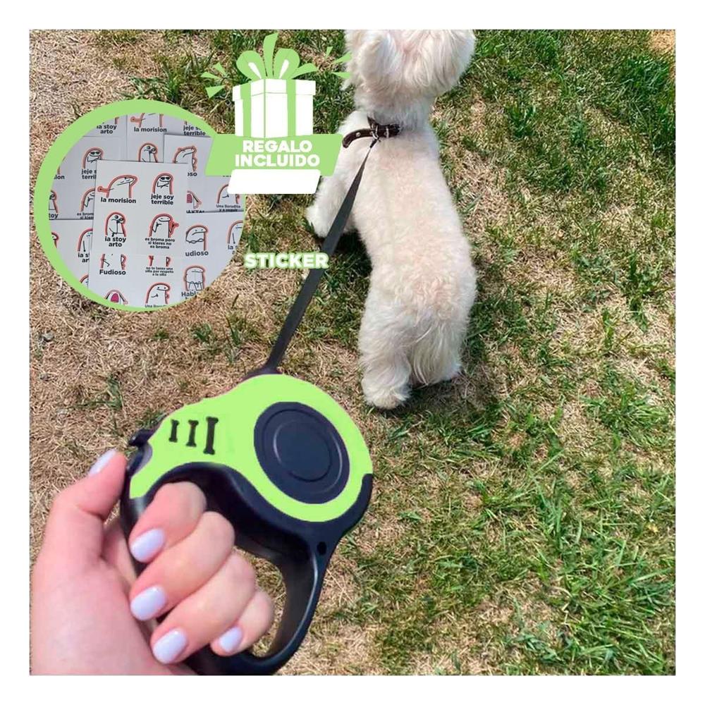 Correa Duradera Verde 5 Metros Resistente a Tirones de Perros Grandes Y+Regalo Sticker