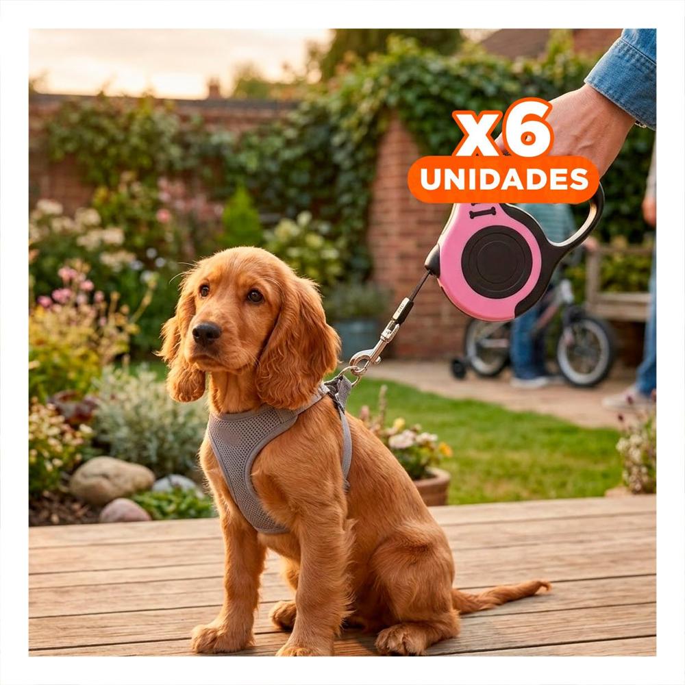 Pack6 Lazo Ajustable Rosado 3 metros para Perros con Longitud 3 metros Y+Regalo Sticker