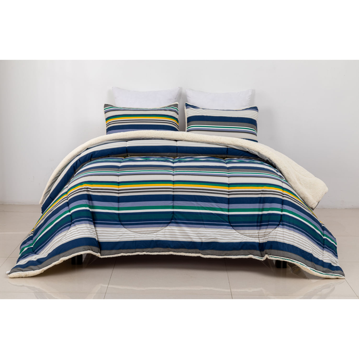 Edredon Oi26 Print Sherpa Rayas Azul
