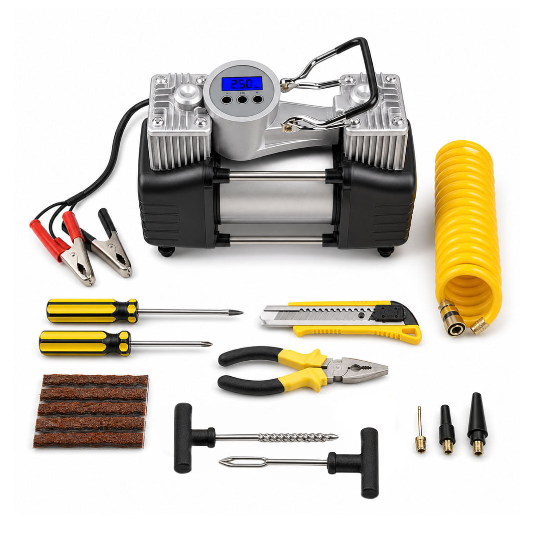 Compresor de Aire Doble Cilindro 12v 150 PSI Camioneta Van Camion Auto MOD3