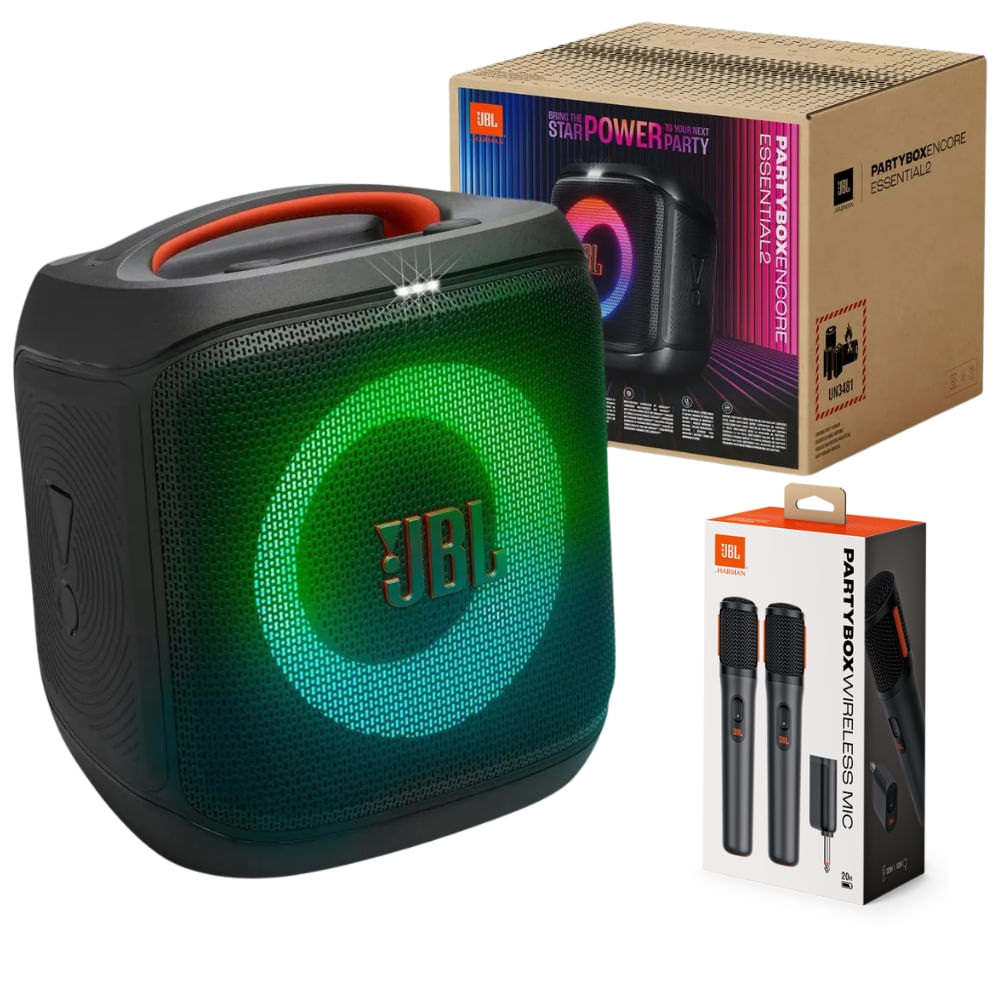 Pack Jbl Partybox Encore Essential 2 Más Microfono Partybox Negro