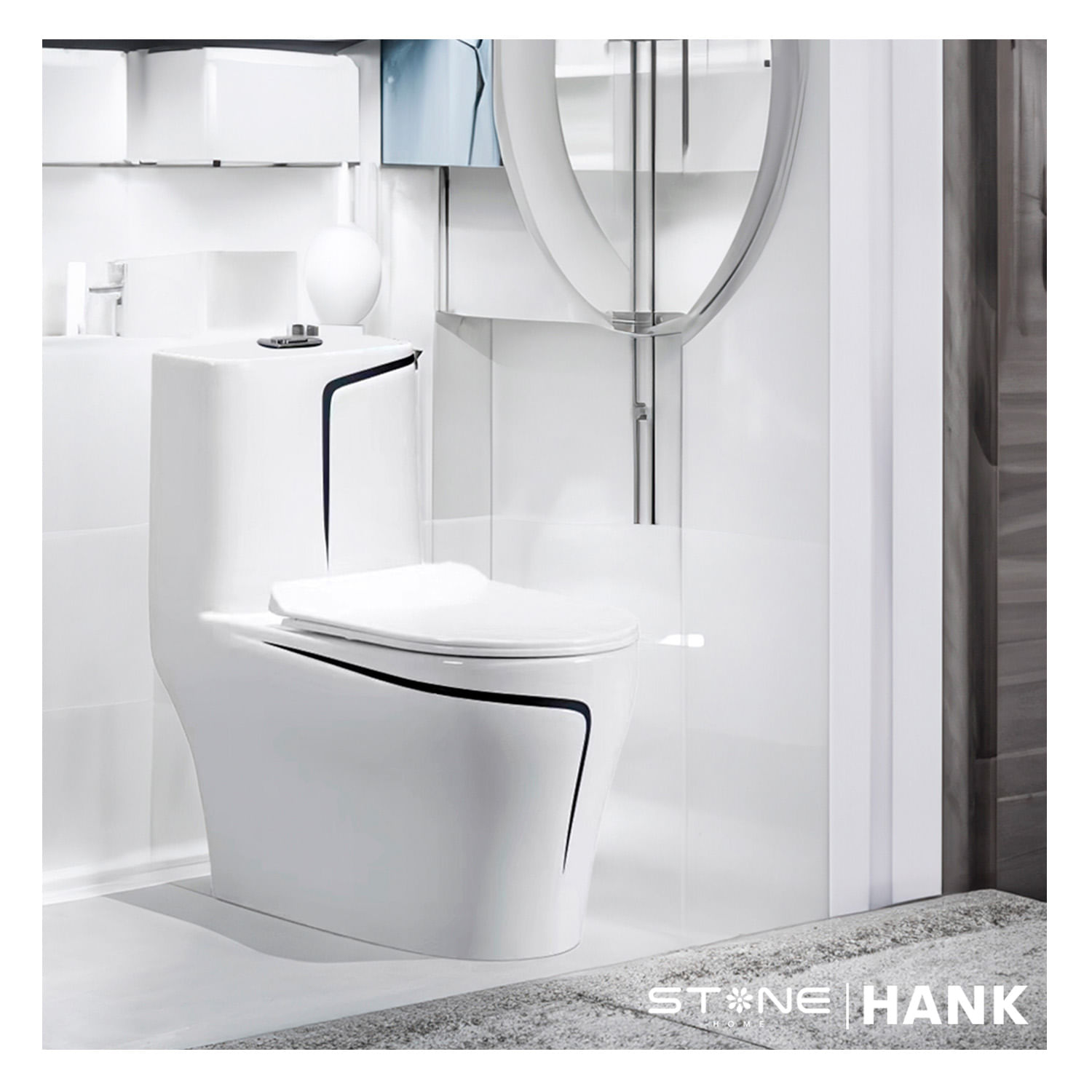 Inodoro One Piece Minimalista Hank Redondo Blanco Stone