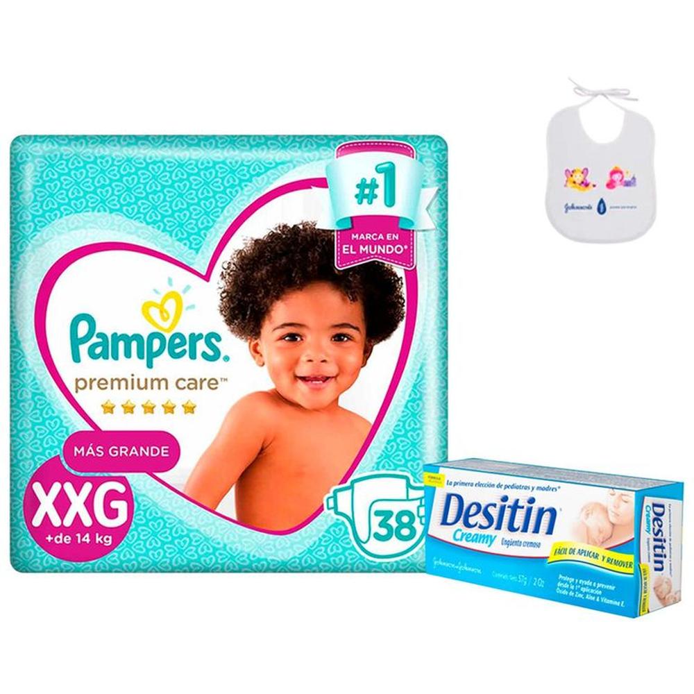 Pañales Premium Care XXG 38 y Crema 57 gr