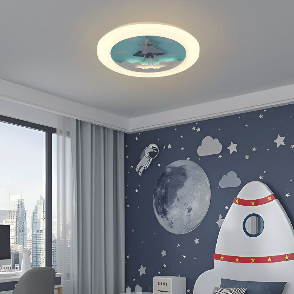 Lámpara de Techo LED Rocket 60W 40cm 3 Colores de Luz Control Remoto Línea Kids