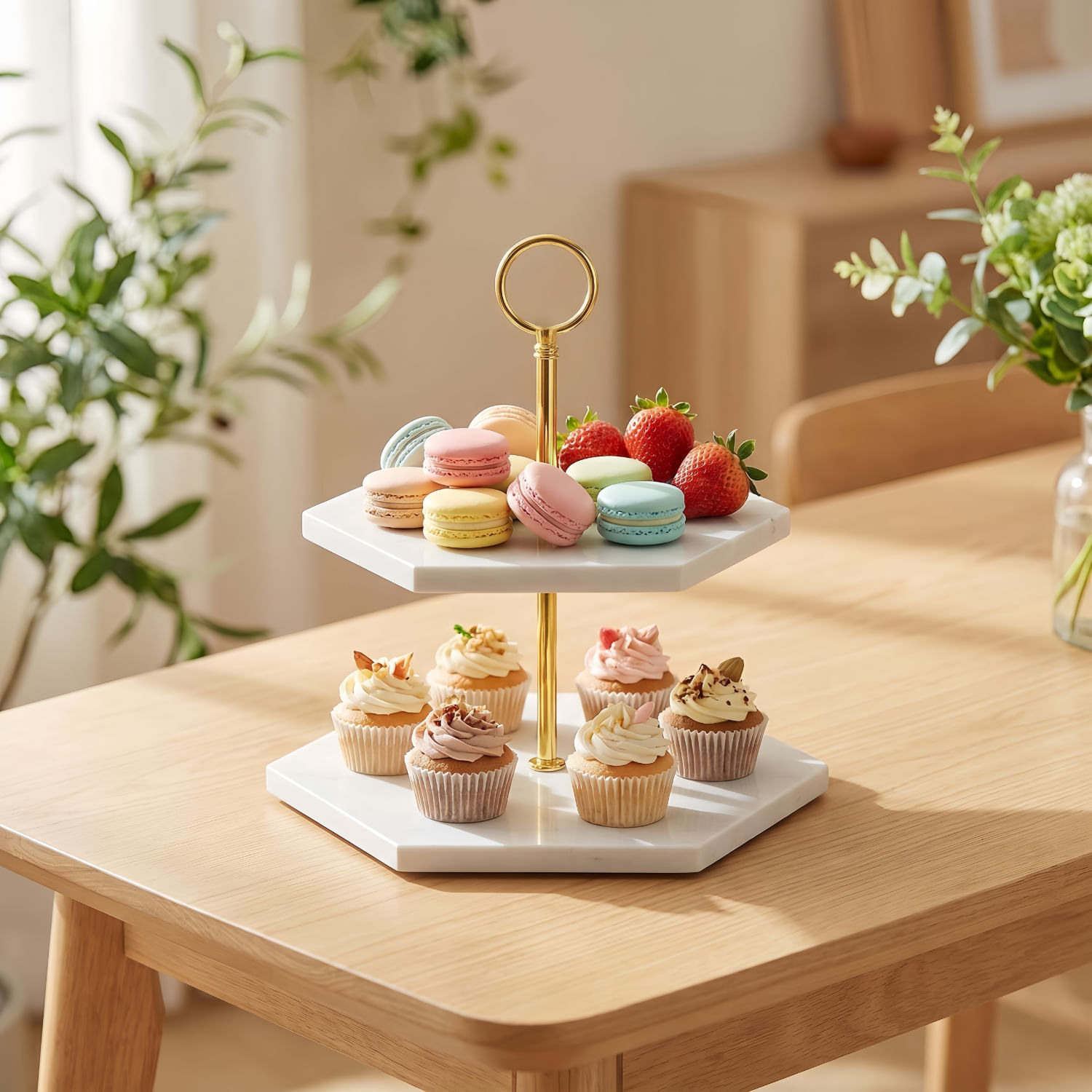 Porta Cupcake Dos Pisos Marmol