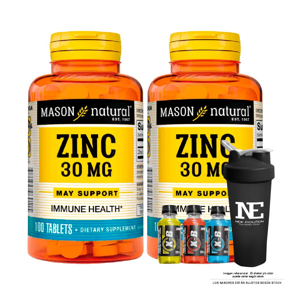 COMBO VITAMINAS MASON NATURAL - 2 ZINC 30 MG (100 TAB) + SHAKER