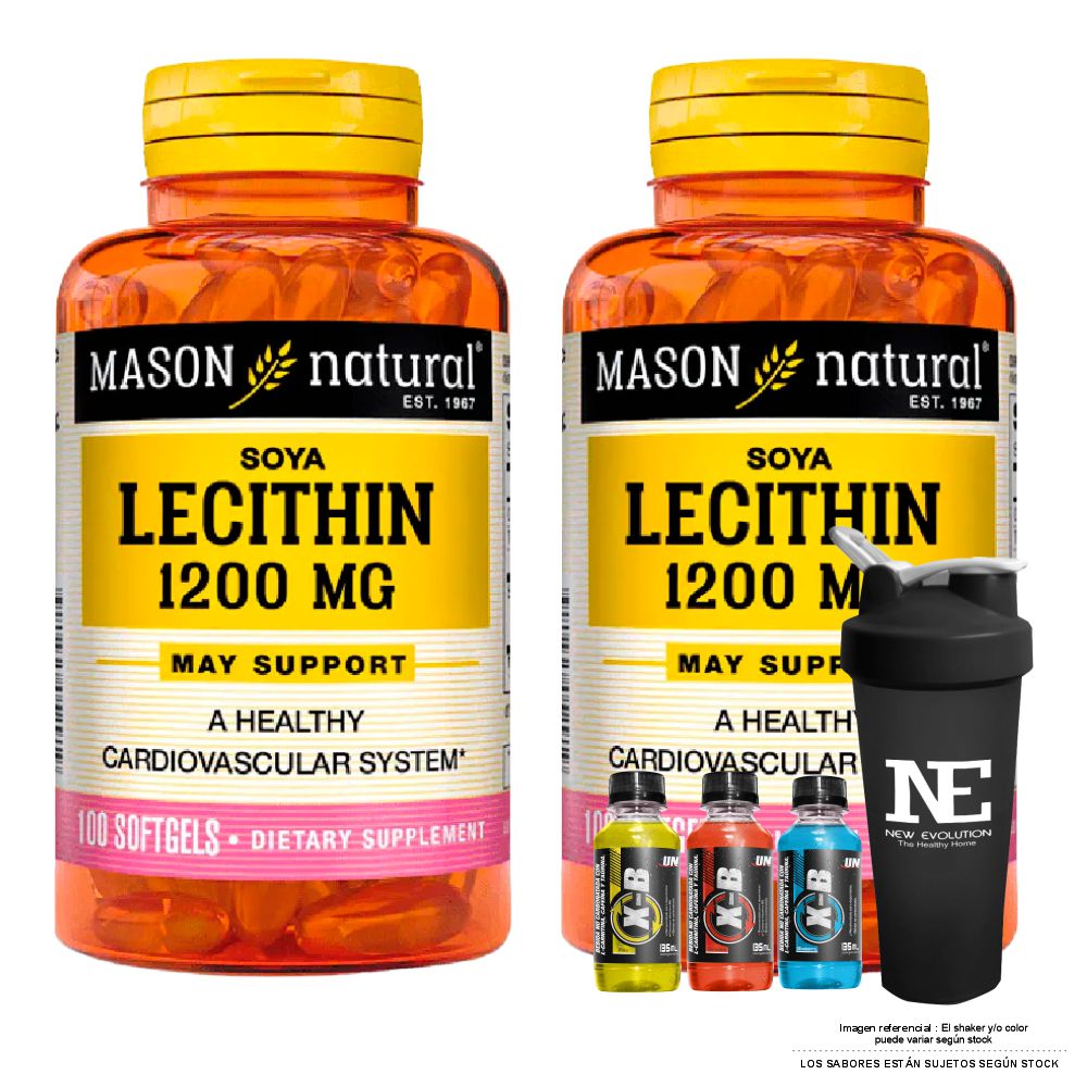 COMBO VITAMINAS MASON NATURAL - 2 LECITINA DE SOYA 1200 MG (100 SOFTG) + SHAKER
