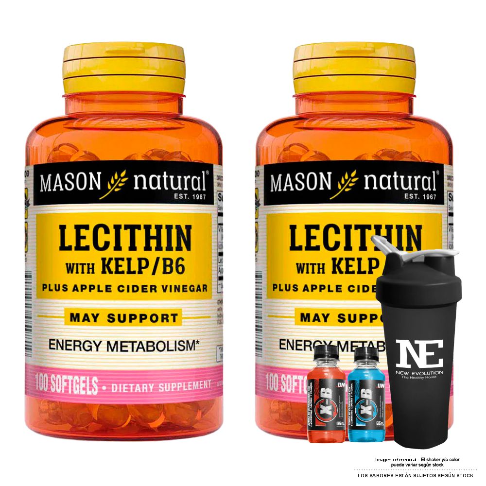 COMBO VITAMINAS MASON NATURAL - 2 LECITINA KELP B6 (100 SOFTG) + SHAKER