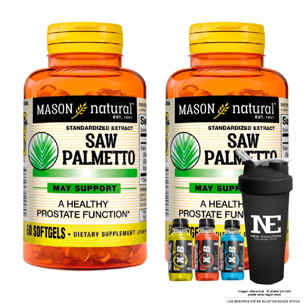 COMBO VITAMINAS MASON NATURAL - 2 SAW PALMETTO EXTRACTO ESTANDARIZADO 160 MG (60 SOFTG) + SHAKER