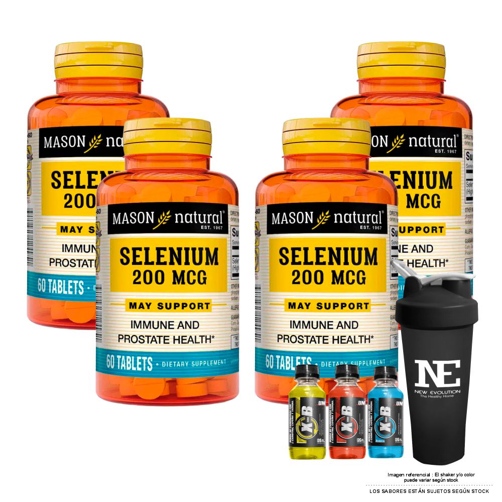 COMBO VITAMINAS MASON NATURAL - 4 SELENIO 200 MCG (60 TAB) + SHAKER