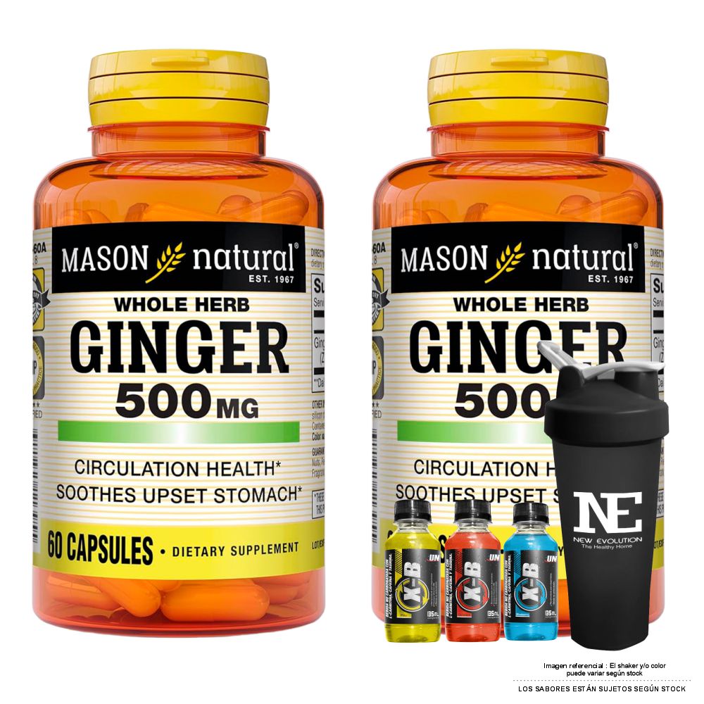 COMBO VITAMINAS MASON NATURAL - 2 GINGER (KION) 500 MG (60 CAP) + SHAKER