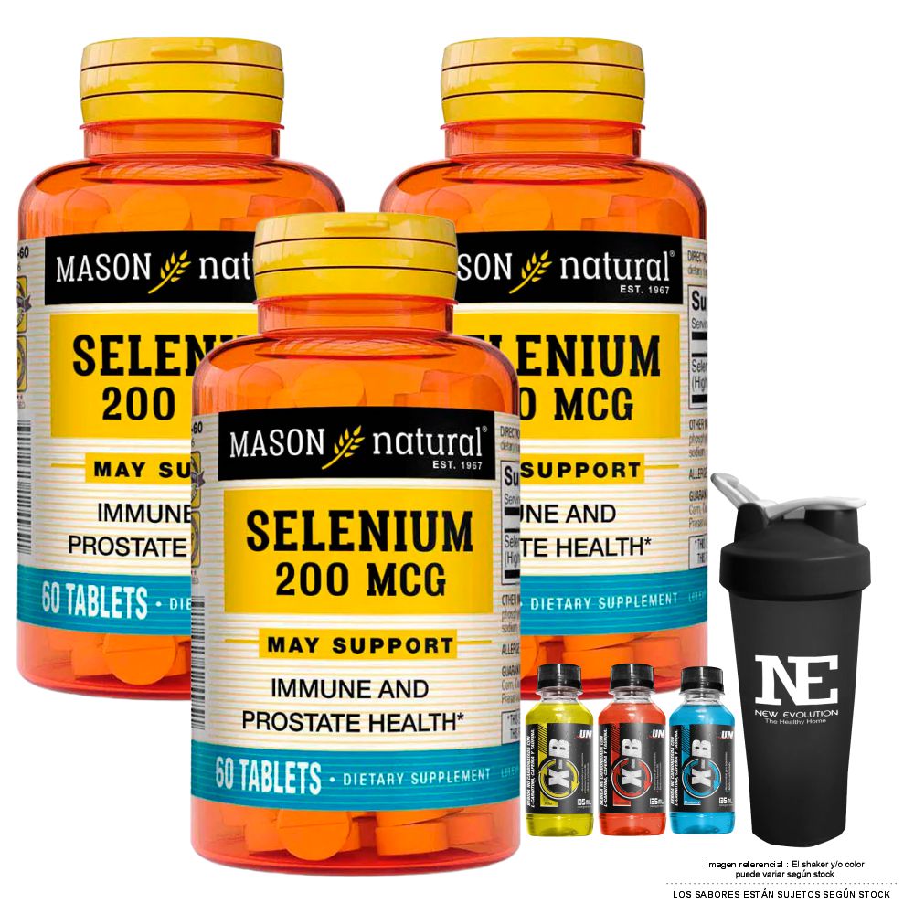 COMBO VITAMINAS MASON NATURAL - 3 SELENIO 200 MCG (60 TAB) + SHAKER