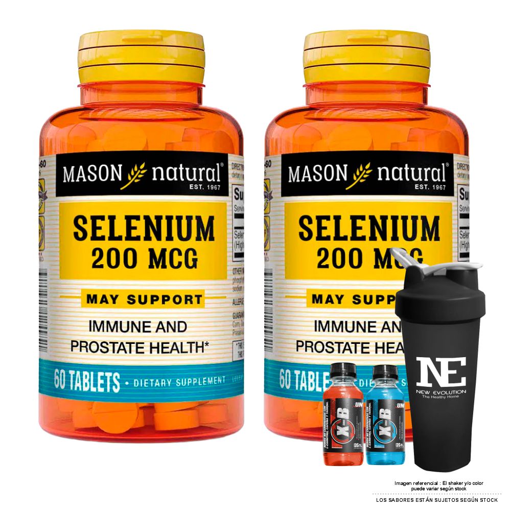 COMBO VITAMINAS MASON NATURAL - 2 SELENIO 200 MCG (60 TAB) + SHAKER