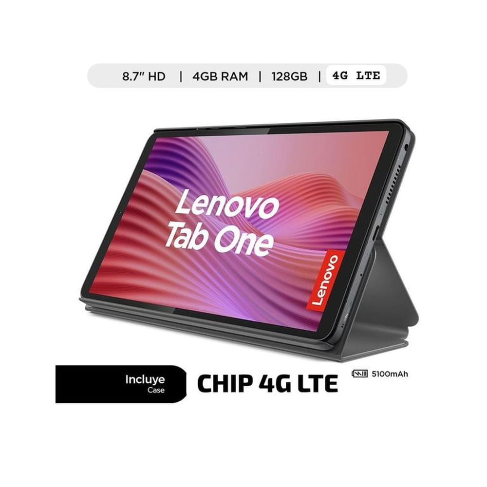 Tablet Lenovo TB305XU Tab One Folio Case 8 7 HD 4G LTE 4GB 128GB Luna Gris