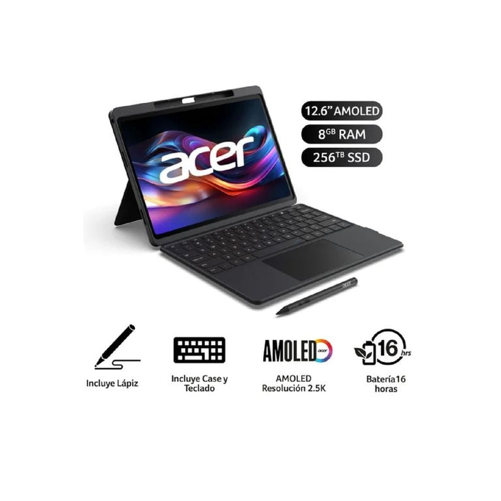 Tablet Acer Iconia X12 126 WQXGA OLED 8GB 256GB Lápiz 4K y Teclado magetico