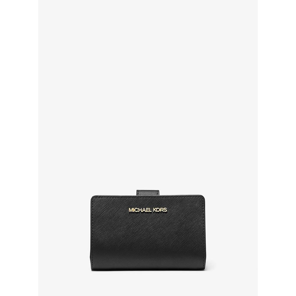 MICHAEL KORS CARTERA MEDIANA DE PIEL DE GRANO CRUZADO | NEGRO