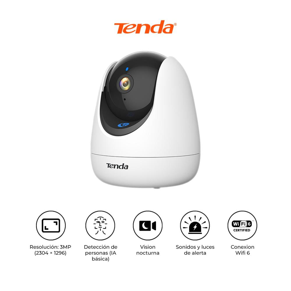CAMARA DE SEGURIDAD WIFI 6 360 2K TENDA CP3 PRO IA AUDIO ALEXA