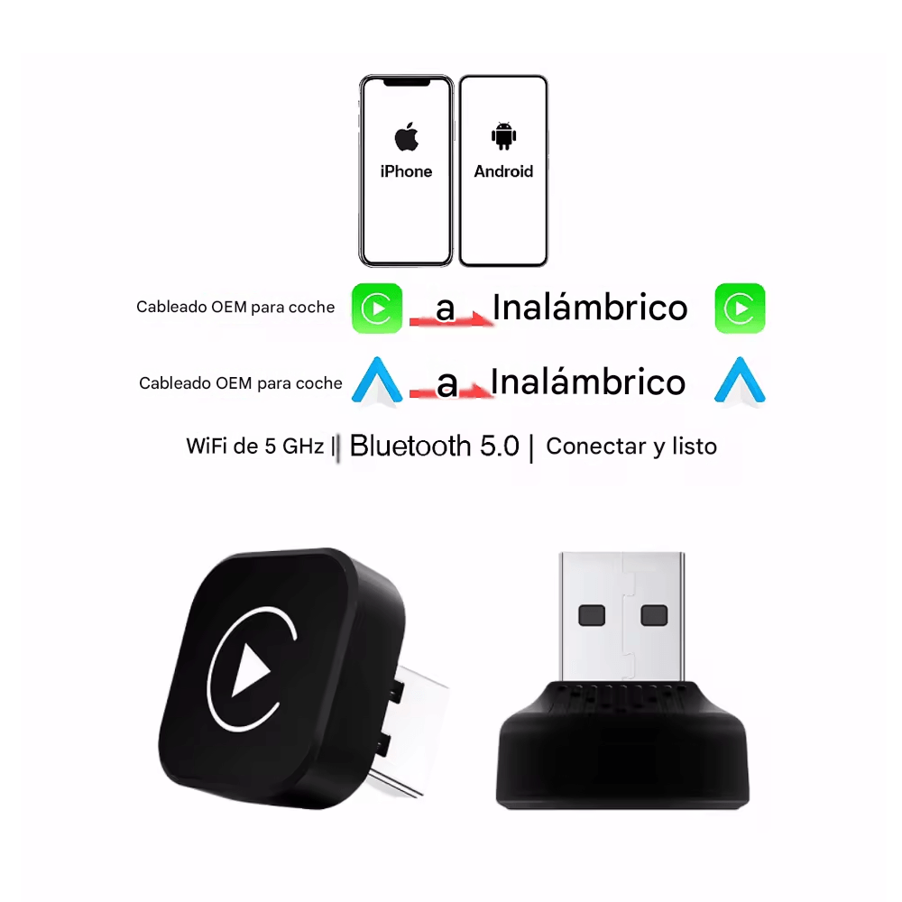 Mini adaptador a Android Auto - CarPlay inalámbrico