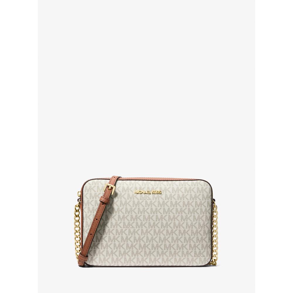 MICHAEL KORS BOLSO BANDOLERA GRANDE CON LOGOTIPO ESTAMPADO JET SET | VAINILLA