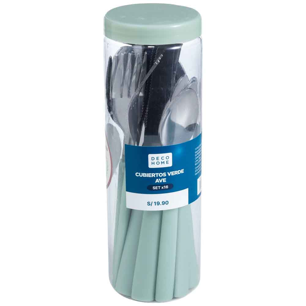 Set Cubiertos DECO HOME Verde Ave x16un