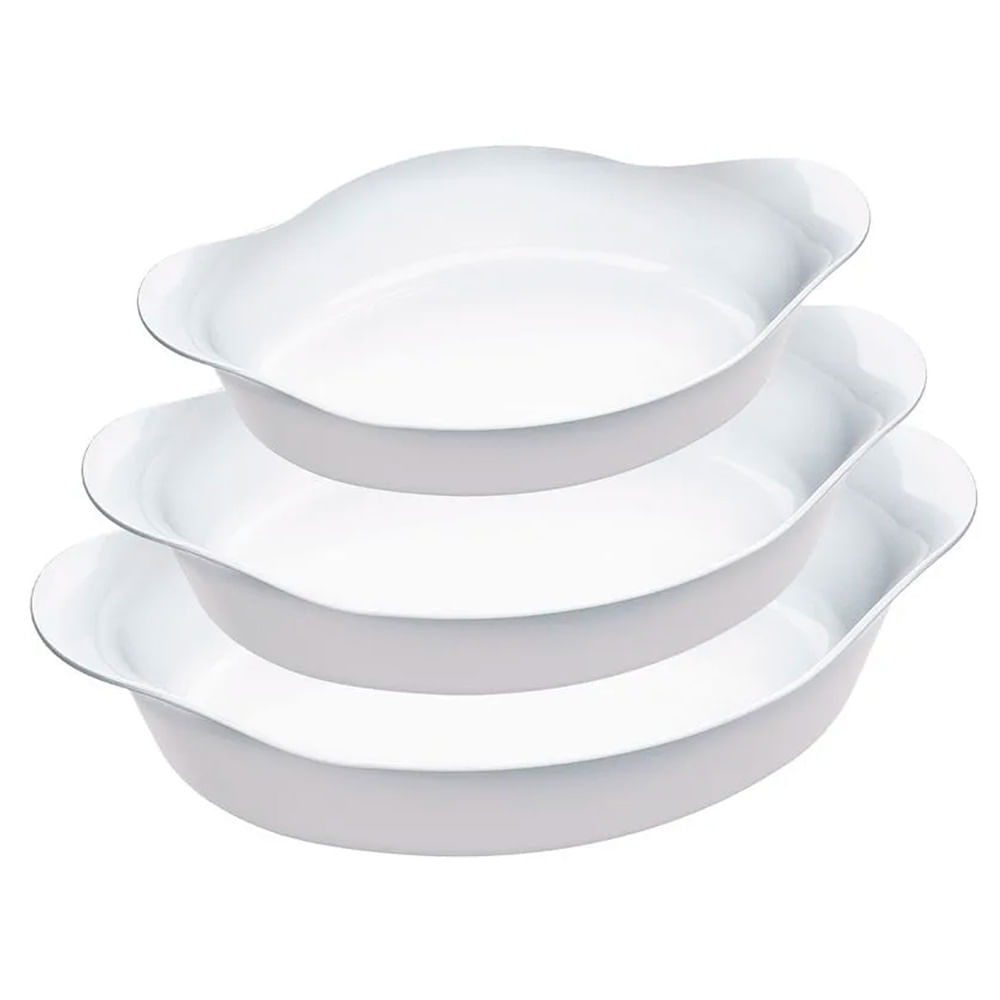 Set Fuentes Ovaladas de Vidrio MARINEX Opaline x3un