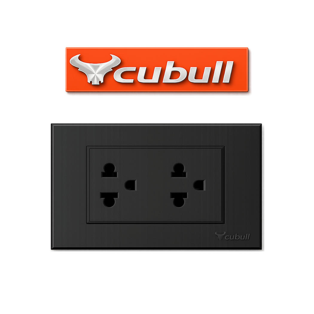 CAJA DE 5 TOMACORRIENTE UNIVERSAL DOBLE EMPOTRABLE NEGRO MATE