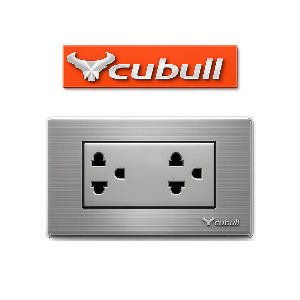 CAJA DE 5 TOMACORRIENTE UNIVERSAL DOBLE EMPOTRABLE PLATEADO